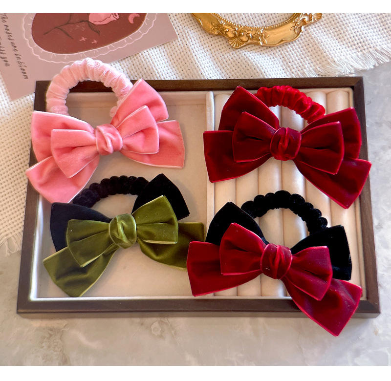 Hair Tie Velvet - Cute Red Velvet Bow Hair Ties
