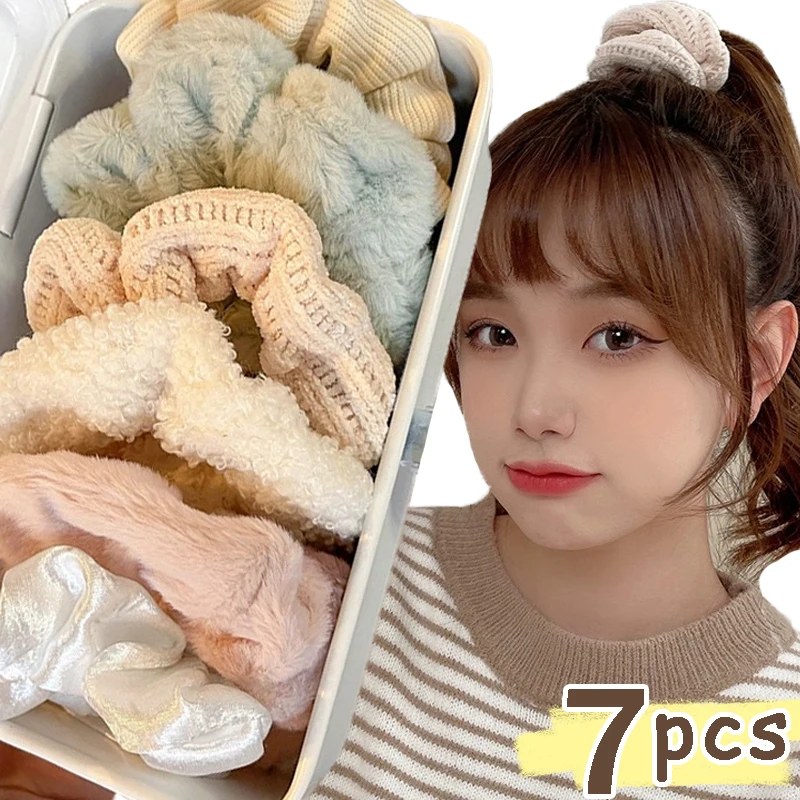 Hair Tie Velvet - 7Pcs/Set Velvet Candy Color Hair Scrunchies