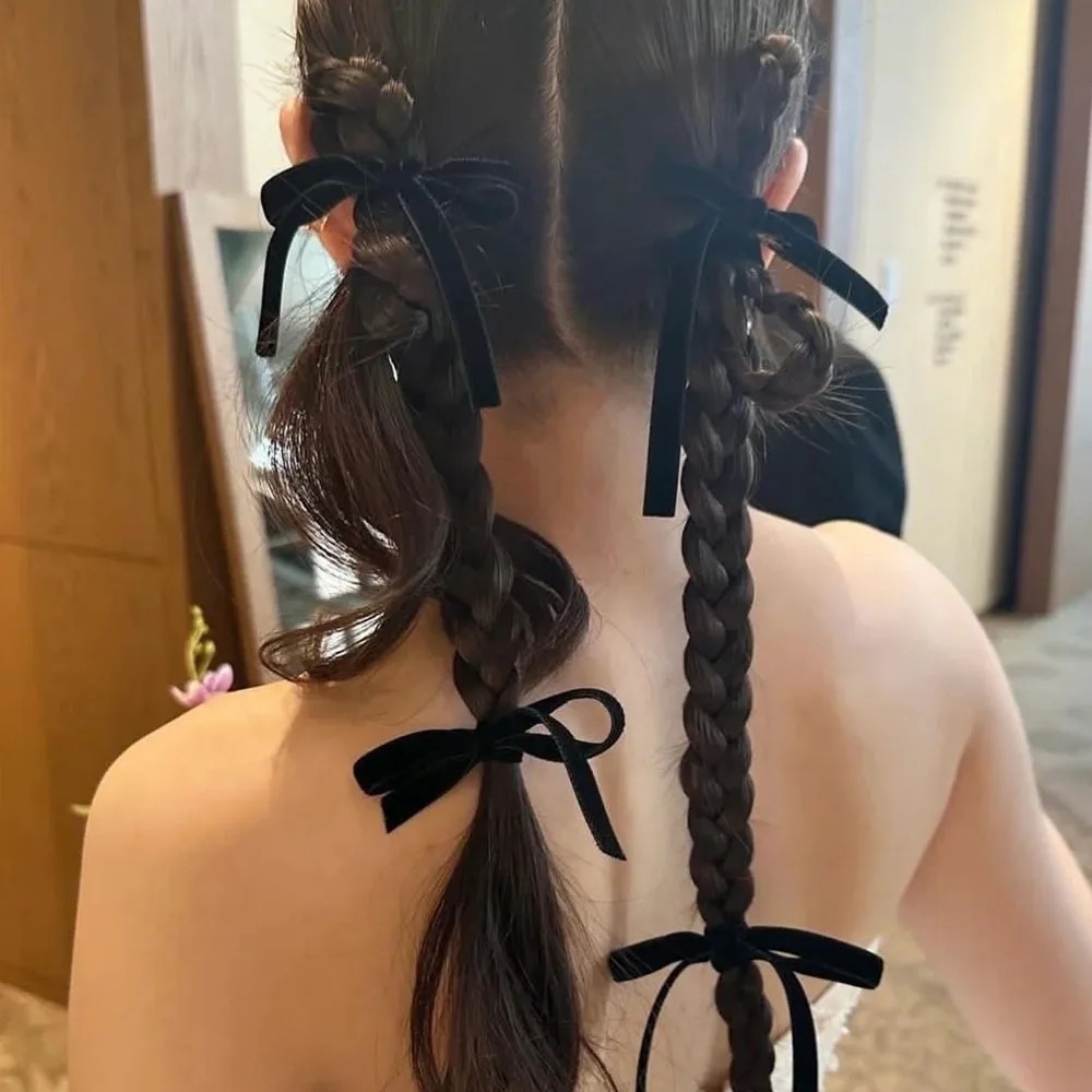 2Pcs Fashion Black Velvet Bow  - огляд і ціна Hair Tie Velvet