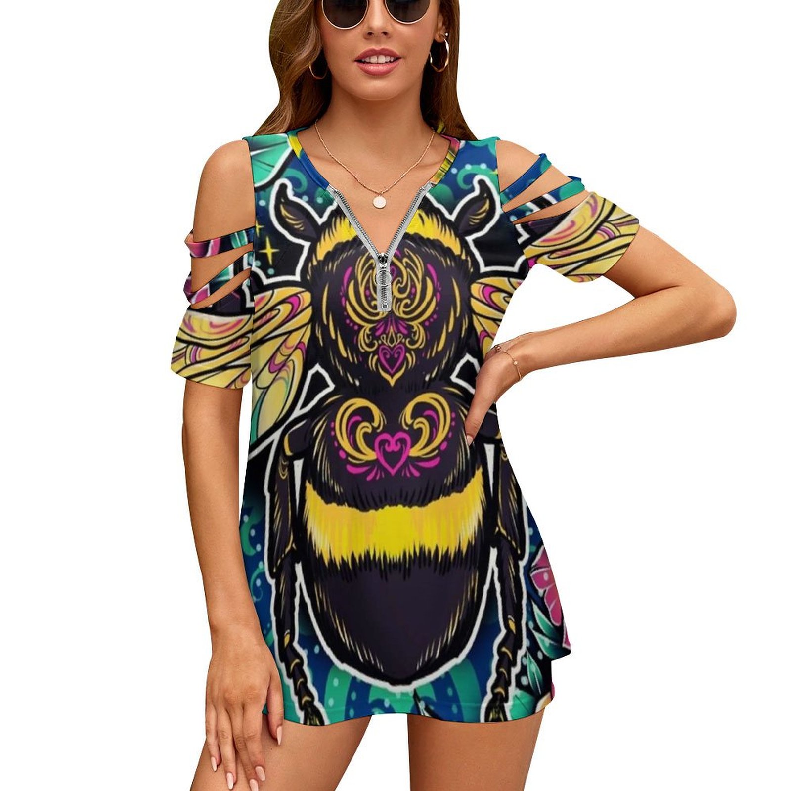 New Fashion Zip Off Shoulder T - огляд і ціна Women Accessories Vector